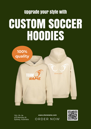 Soccer Hoodies Sale Offer Poster Design Template