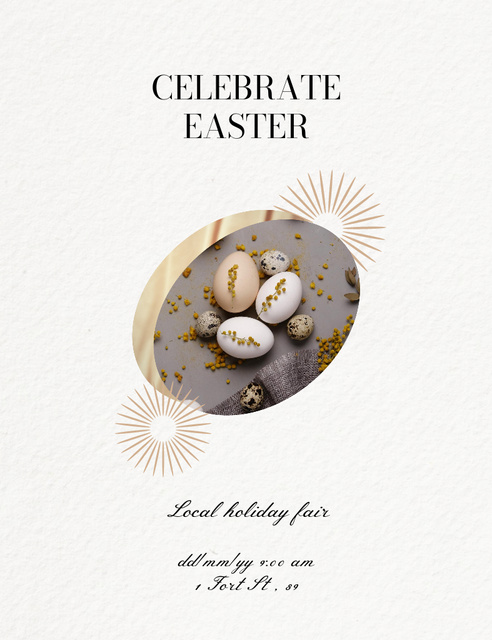 Easter Holiday Celebration Alert on Beige Invitation 13.9x10.7cmデザインテンプレート