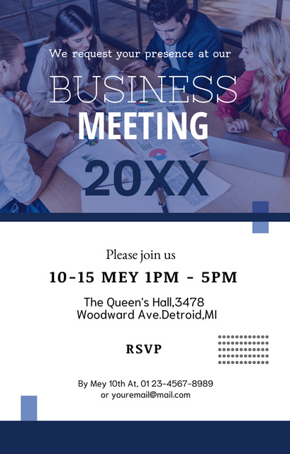 Business Meeting With Colleagues Announcement Invitation 4.6x7.2in Modelo de Design