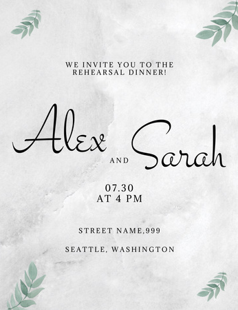 Save The Date Of Rehearsal Dinner Invitation 13.9x10.7cm Design Template