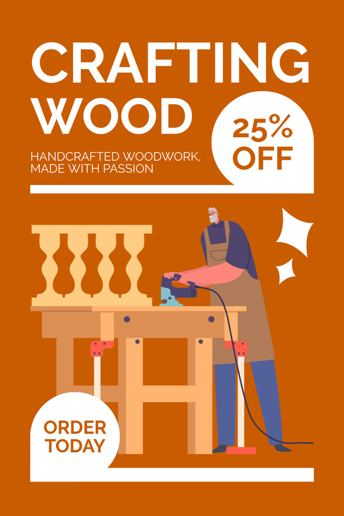 Crafting Wood Offer with Discount Pinterest Πρότυπο σχεδίασης