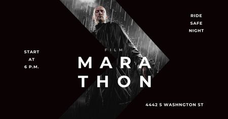 Platilla de diseño Marathon Movie with Actor under Rain Facebook AD