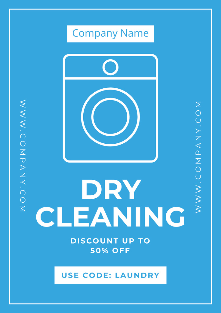 Offer of Dry Cleaning Services with Washing Machine Poster Tasarım Şablonu