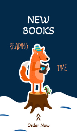 Bookstore Ad with Cute Fox Instagram Story Design Template