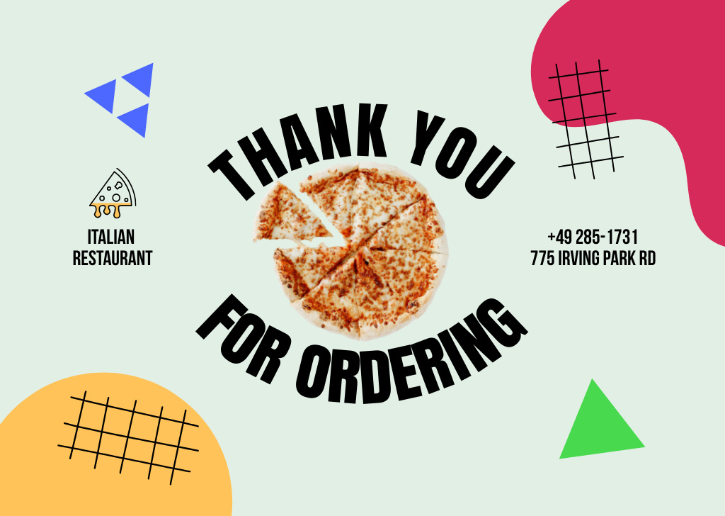 Platilla de diseño Gratitude for Ordering Pizza Card