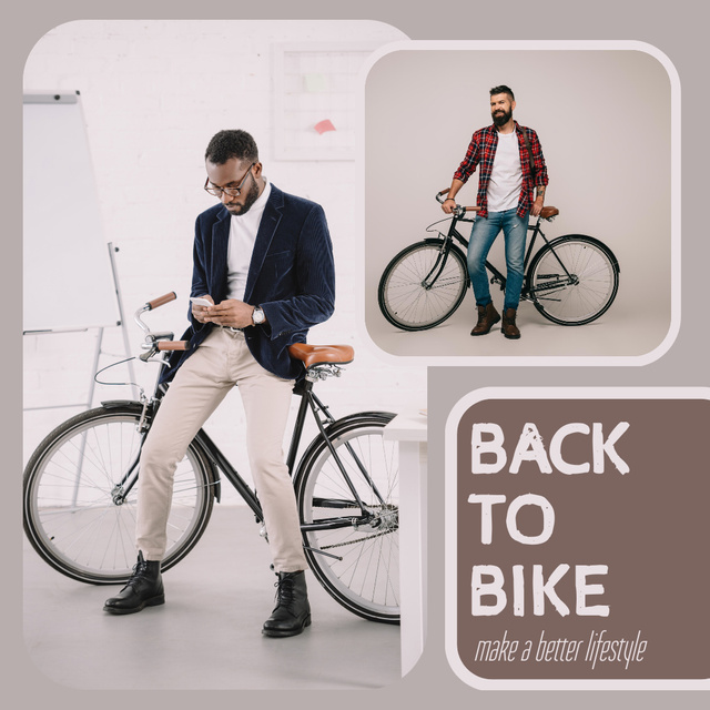 Plantilla de diseño de Collage with Promotion of New Bicycle Models Instagram 