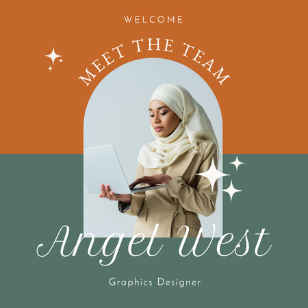 Muslim Woman Working Graphic Designer Instagram Design Template