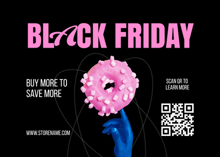 Black Friday Holiday Sale with Donut Card Design Template