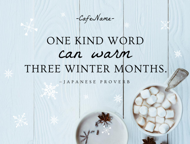 Designvorlage Cute Winter Quote with Warm Cocoa für Postcard 4.2x5.5in