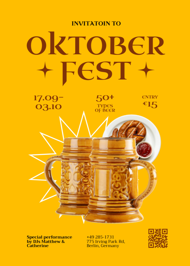 Traditional Oktoberfest Festivities Happening Soon Invitation Πρότυπο σχεδίασης