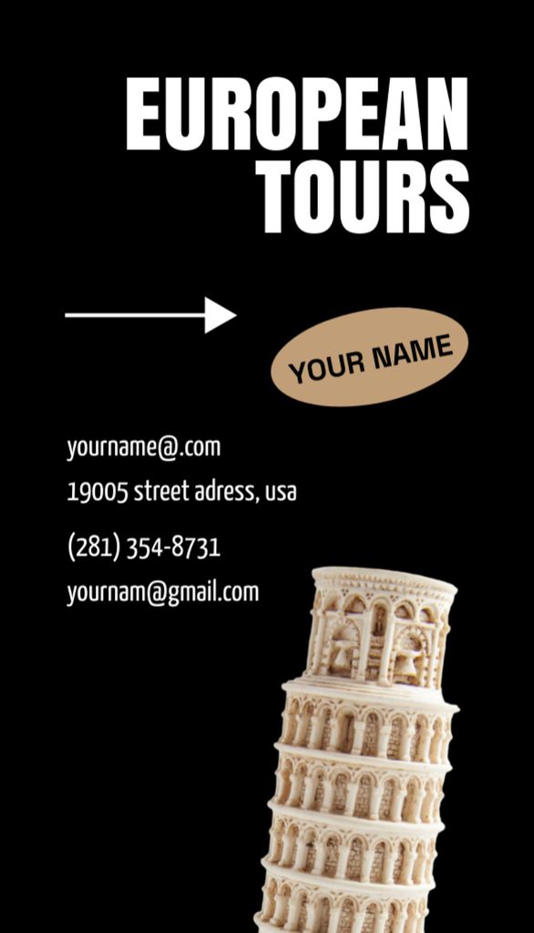 Platilla de diseño Travel Agency Ad with Leaning Tower of Pisa Business Card US Vertical