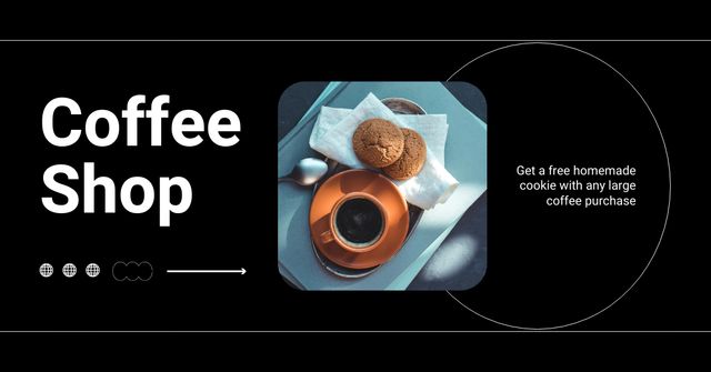 Aromatic Coffee And Free Cookies Offer In Shop Facebook AD Design Template