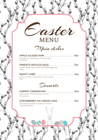 Designvorlage Offer of Easter Meals with Pussy Willow Pattern für Menu