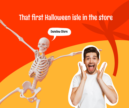 Funny Promotion with Skeletons playing on Guitars Facebook Design Template