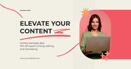 Customized Content Writing And Editing Services With Discount Facebook AD Design Template
