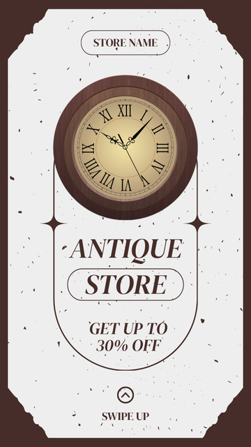 Antique Store Offering Classic Clock At Discounted Rates Instagram Story Tasarım Şablonu