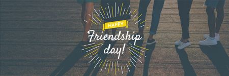 Friendship Day Greeting Young People Together Twitter Design Template