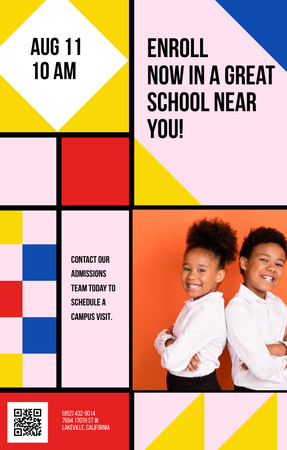 Platilla de diseño Colorful And Geometrical Pattern Back To School Announcement Invitation 4.6x7.2in