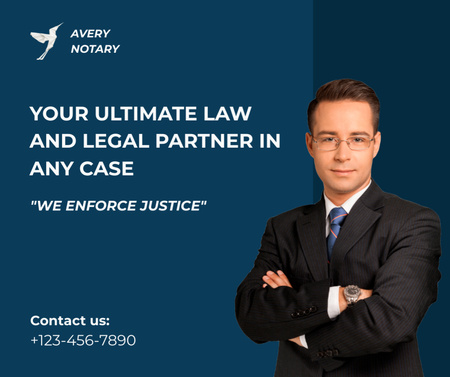 Legal Services Ad with Confident Businessman Facebook Design Template