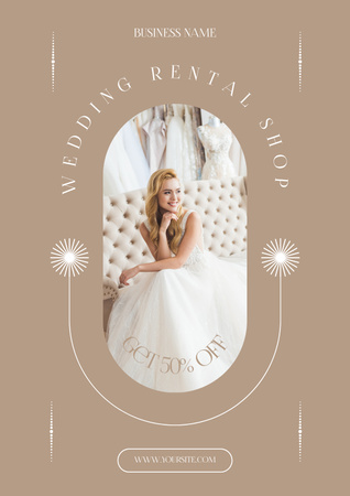 Ontwerpsjabloon van Poster van aantrekkelijke bruid in huwelijk salon