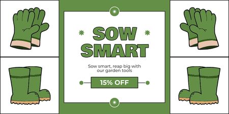 Lawn and Gardening Tools Promo Twitter Design Template