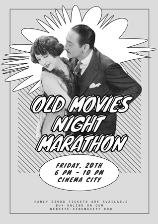 Old Movie Night Announcement Poster Design Template