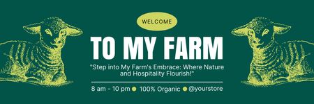 子羊のスケッチによるオーガニック農場への招待 Email headerデザインテンプレート