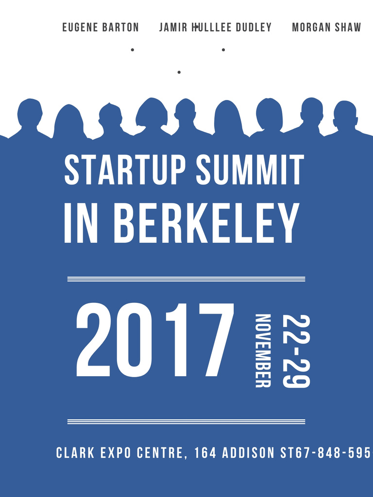 Startup Summit Announcement Businesspeople Silhouettes Poster US – шаблон для дизайна