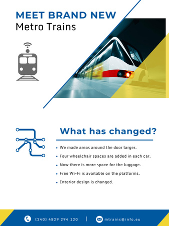 New metro trains announcement Poster US Modelo de Design