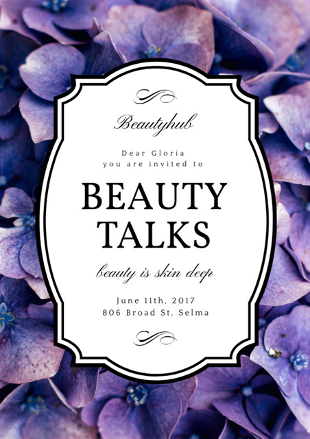 Beauty Event Announcement with Tender Spring Flowers Flyer A4 Modelo de Design