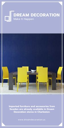 Design Studio Ad Kitchen Table in Yellow and Blue Graphic Design Template