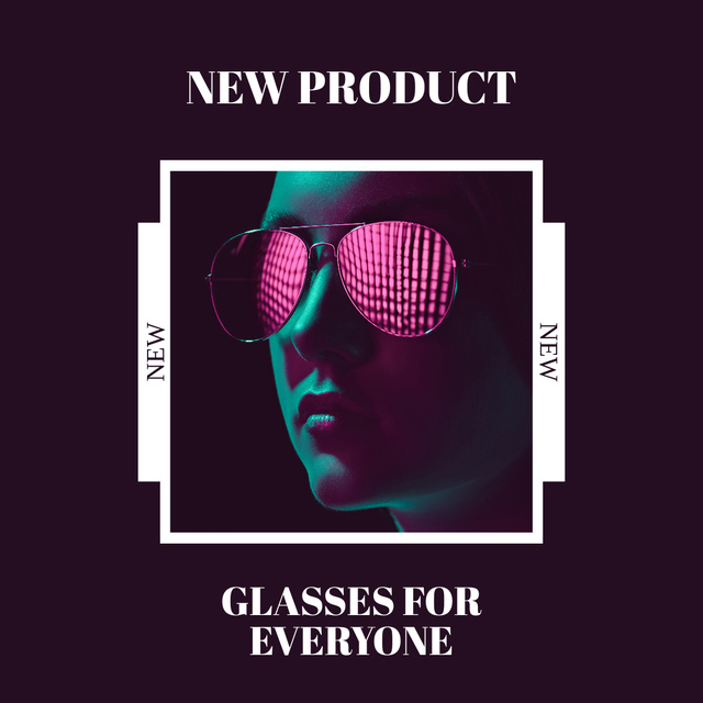 Modern Eyeglasses Ad on Purple Instagram Šablona návrhu