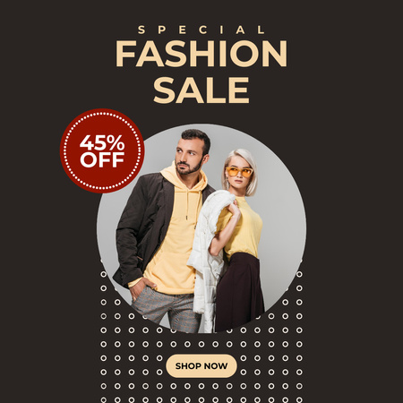 Fashion couple look brown Instagram Design Template