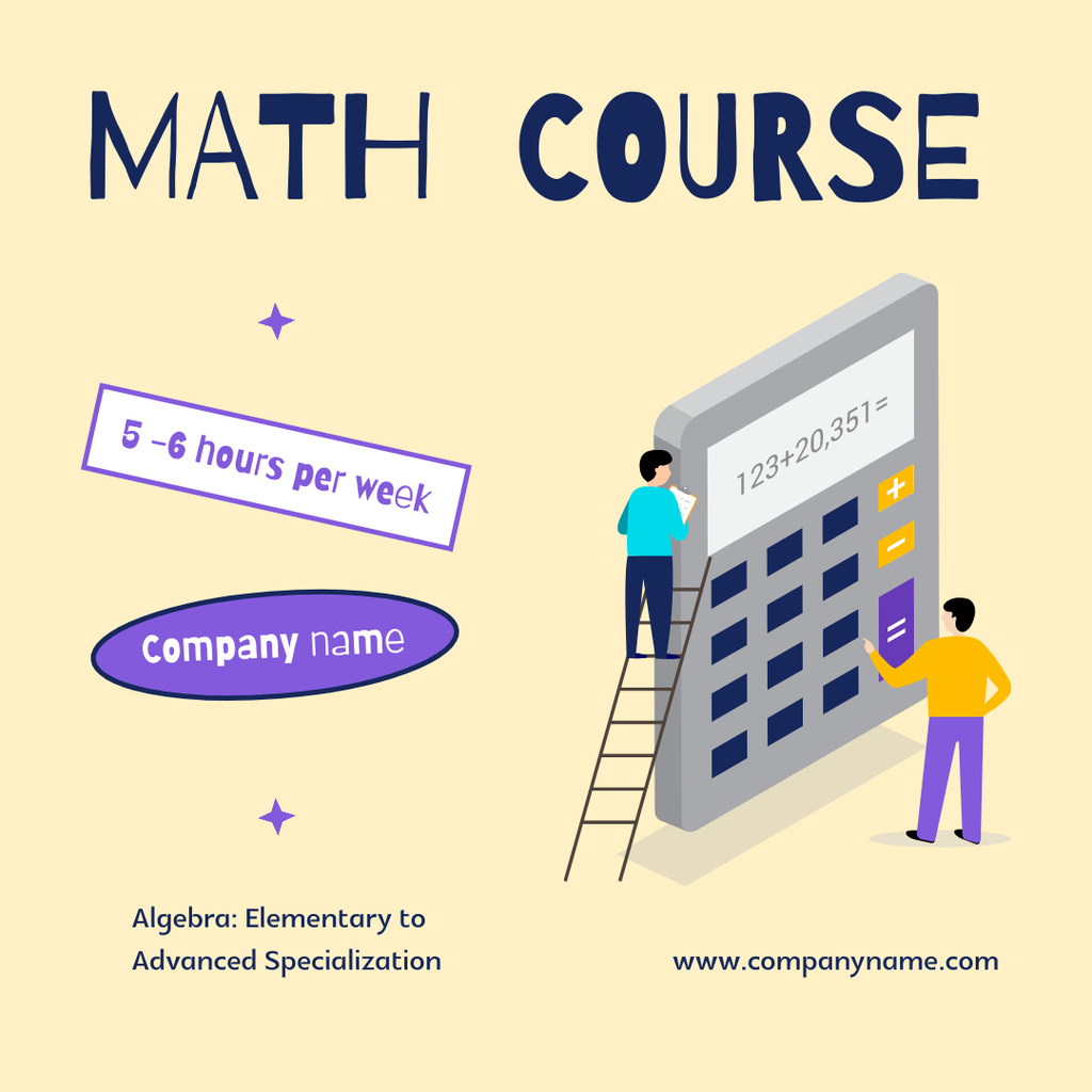 Theoretical Math Courses Ad With Calculator Instagram AD Tasarım Şablonu