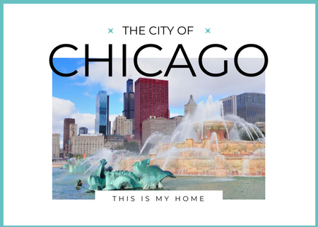 Chicago city view Postcard 5x7in Design Template