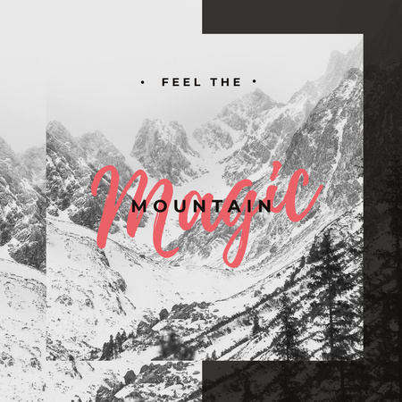 Scenic landscape with snowy mountains Instagram tervezősablon