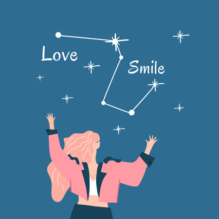 Inspirational Phrase with Girl reaching Stars Instagram tervezősablon