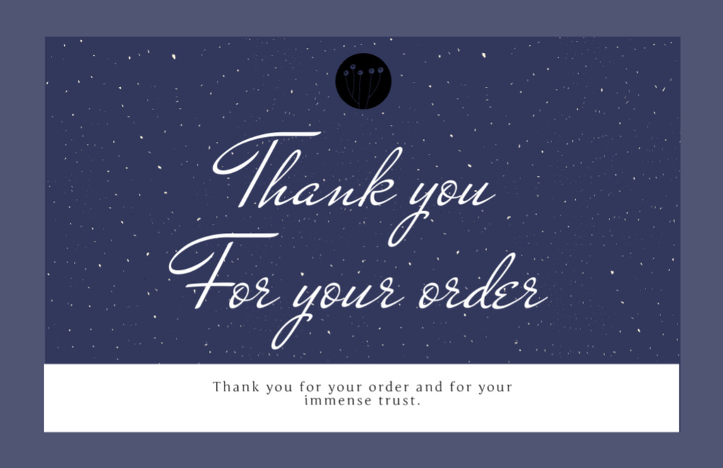 Thank You for Your Order Message on Background of Night Blue Sky Thank You Card 5.5x8.5in tervezősablon