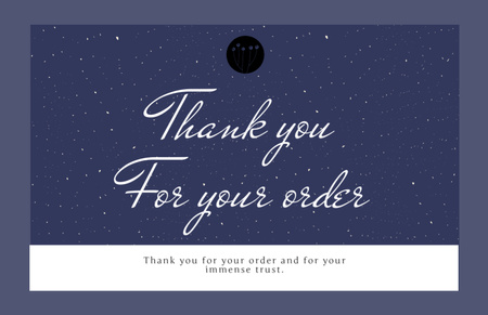 Thank You for Your Order Message on Background of Night Blue Sky Thank You Card 5.5x8.5in Design Template