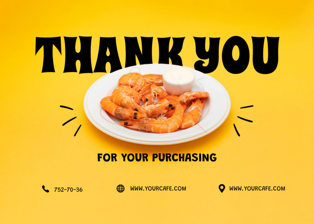 Shrimps with Sauce on Yellow Postcard 5x7in Design Template