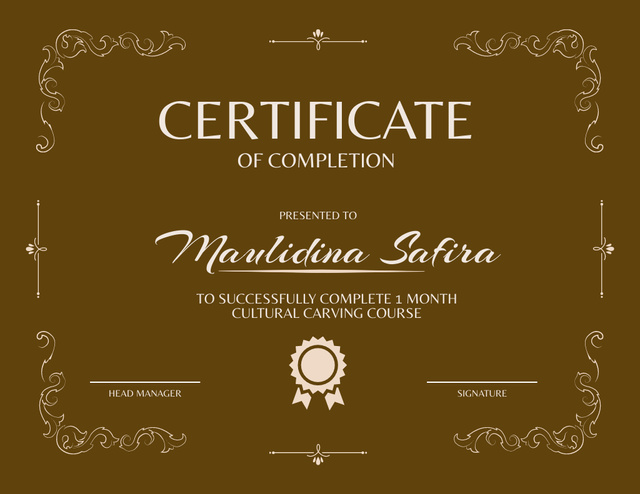 Ontwerpsjabloon van Certificate van Award of Successfully Completion Of Cultural Course