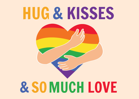 Template di design Congratulazioni per il mese dell'orgoglio con baci e abbracci Card