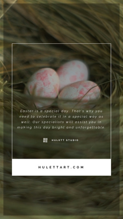 Easter Greeting Colored Eggs in Nest Instagram Video Story tervezősablon