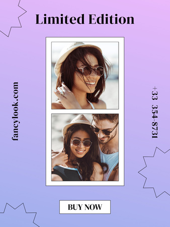 Couple in Summer Sunglasses Poster US Design Template