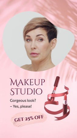Designvorlage Make Up Studio With Discount für Instagram Video Story
