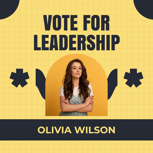 Vote For Leadership with Young Beautiful Woman Instagram AD Design Template