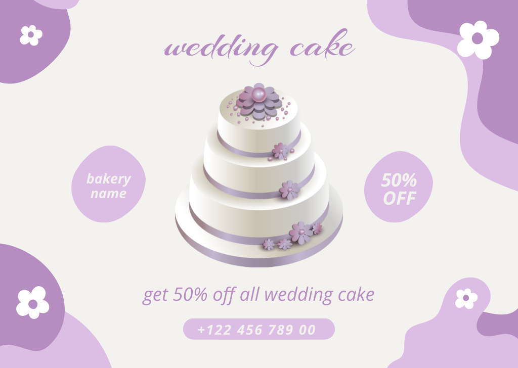 Delicious Wedding Cakes for Sale Card Design Template