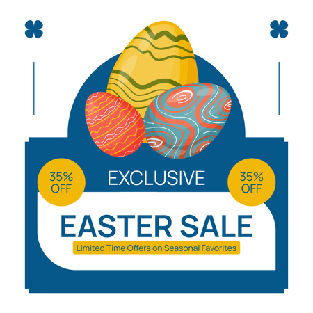 Easter Exclusive Sale with Bright Colorful Eggs Animated Post Design Template