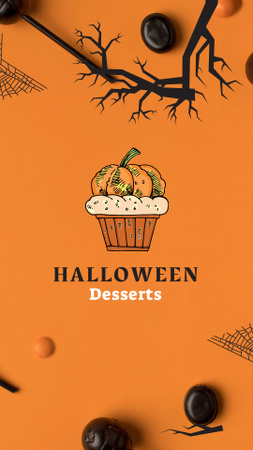 Halloween Desserts Offer with Pumpkin Cookies Instagram Story Design Template