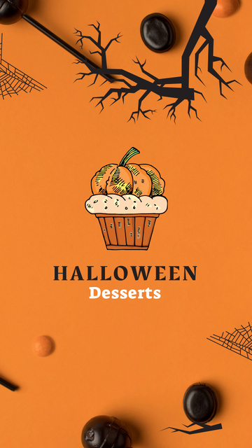 Halloween Desserts Offer with Pumpkin Cookies Instagram Story Tasarım Şablonu